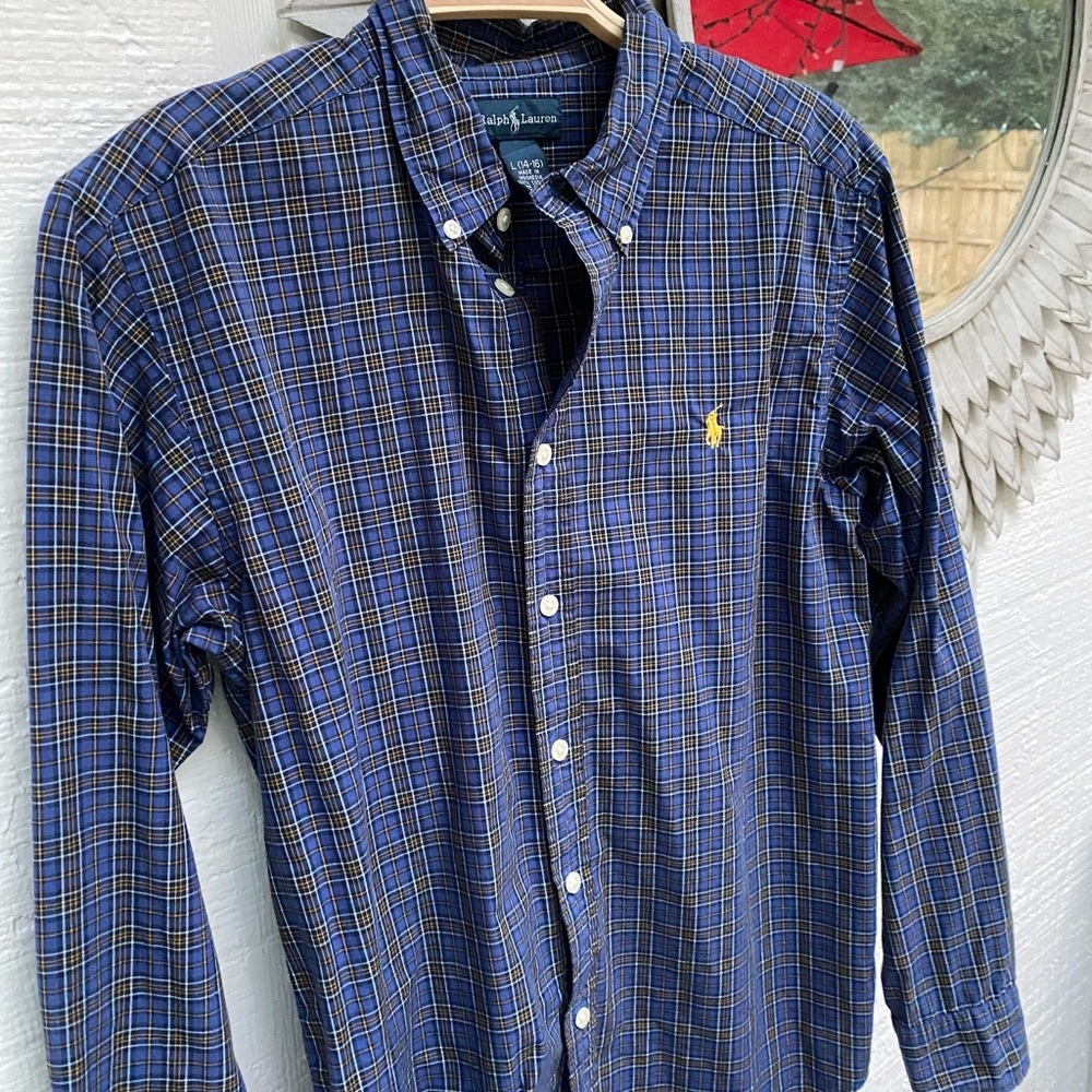 Boys dress shirt button down Ralph Lauren sz 14-16